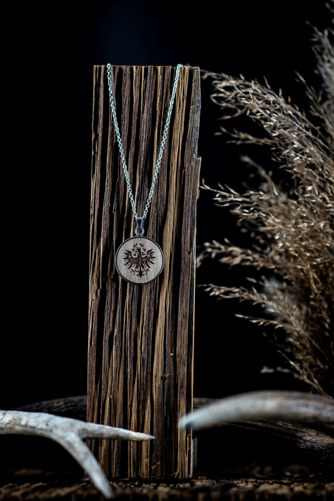 Halskette Edelstahl mit Holzanhänger